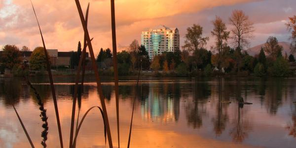 Mill lake in abbotsford at sunset
