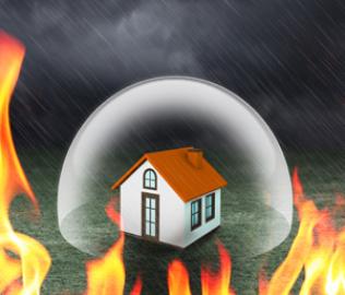 EP Tile - Fire Smart image of house in a bubble and fire 