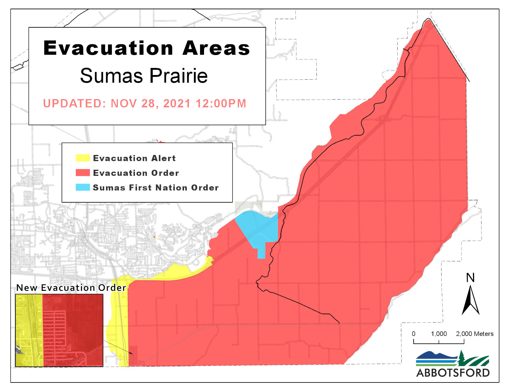 Image of updated Evacuation Order Area