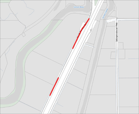 Single Lane, Alternating Traffic for Over Height Detection Sign Installation on North Parallel Road