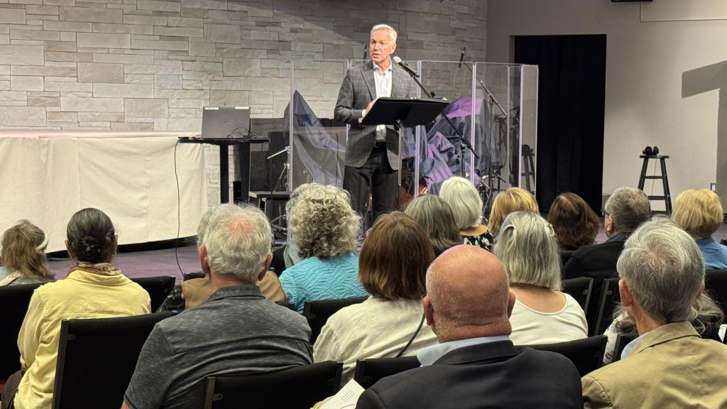 Mayor Siemens speaking at the Seniors' Week launch event on Monday.