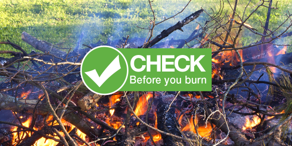 burning branches with Check Before You Burn logo 