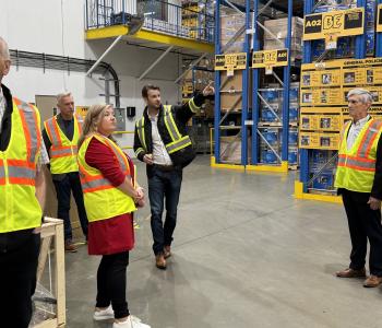 Mayor Siemens and Councillors Loewen, Driessen, Gibson and Barkman touring BE Power Equipment.