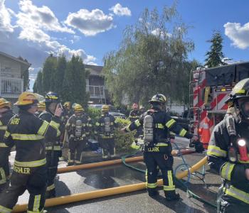 Firefighters at an emergency scene 