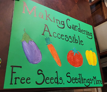 "Making Gardening Accessible" sign for Neighbourhood Grant project in 2025