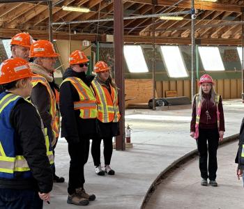 Castle Fun Park co-owners Brian Wiebe and Colleen Miller take City Council and staff inside the rotunda during their Business Spotlight tour on Feb. 18.