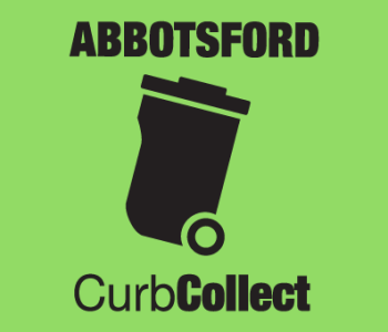 CurbCollect logo with a black garbage bin icon on green background and text reading 'Abbotsford CurbCollect'.