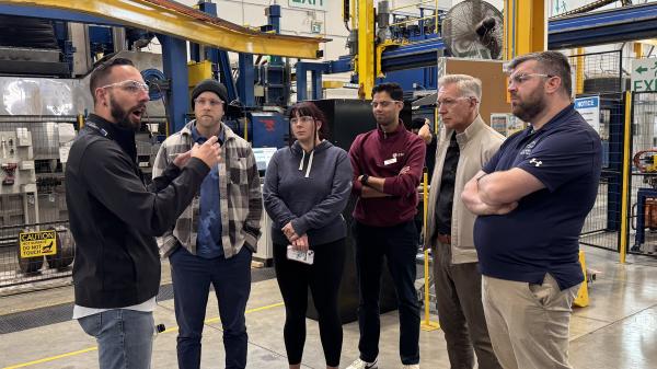 The Mayor and his group in Longboard Architectural Products' facility.
