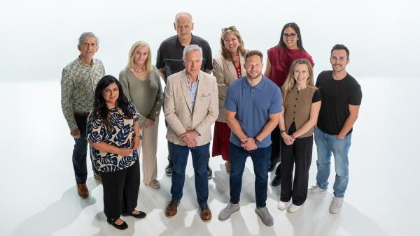 City Council and SitePartners team members posed for a group photo in the studio.