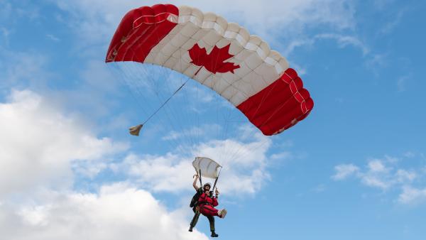 Councillor Chahal tandem-parachuting at last year’s Abbotsford International Airshow.